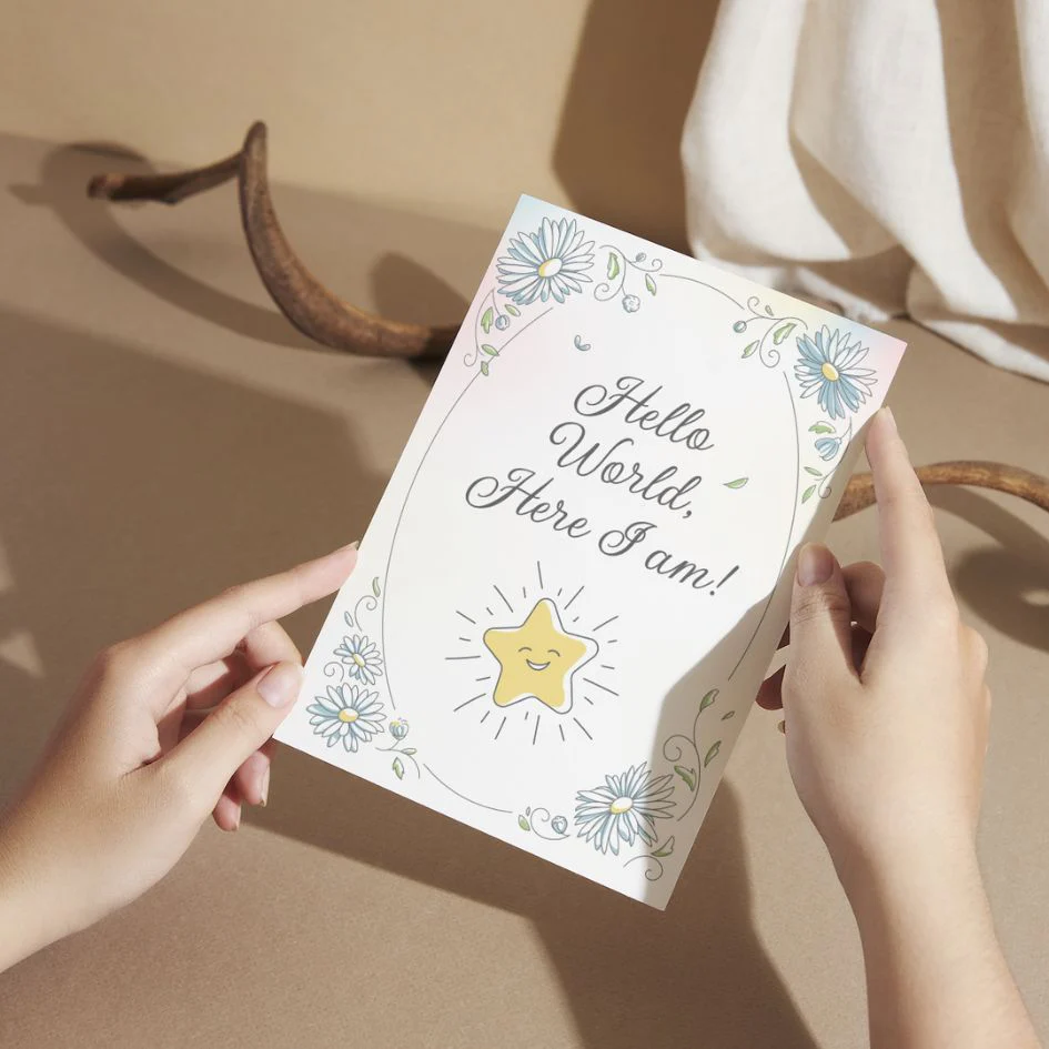 Hello World baby milestone card